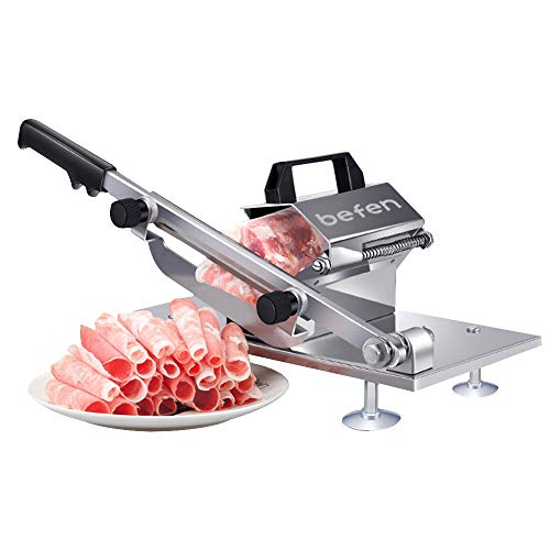 Manual Frozen Meat Slicer, befen Upgraded Stainless Steel Meat Cutter Beef Mutton Roll Food Slicer Slicing Machine for Home Cooking of Hot Pot Shabu Shabu Korean BBQ - PUF HOUSE